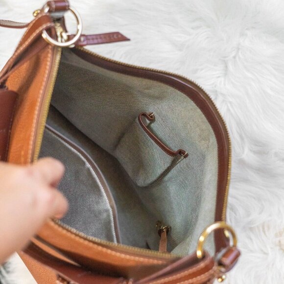 DOONEY & BOURKE BROWN BRASS ALL WEATHER LEATHER HOBO BAG - Picture 11 of 11